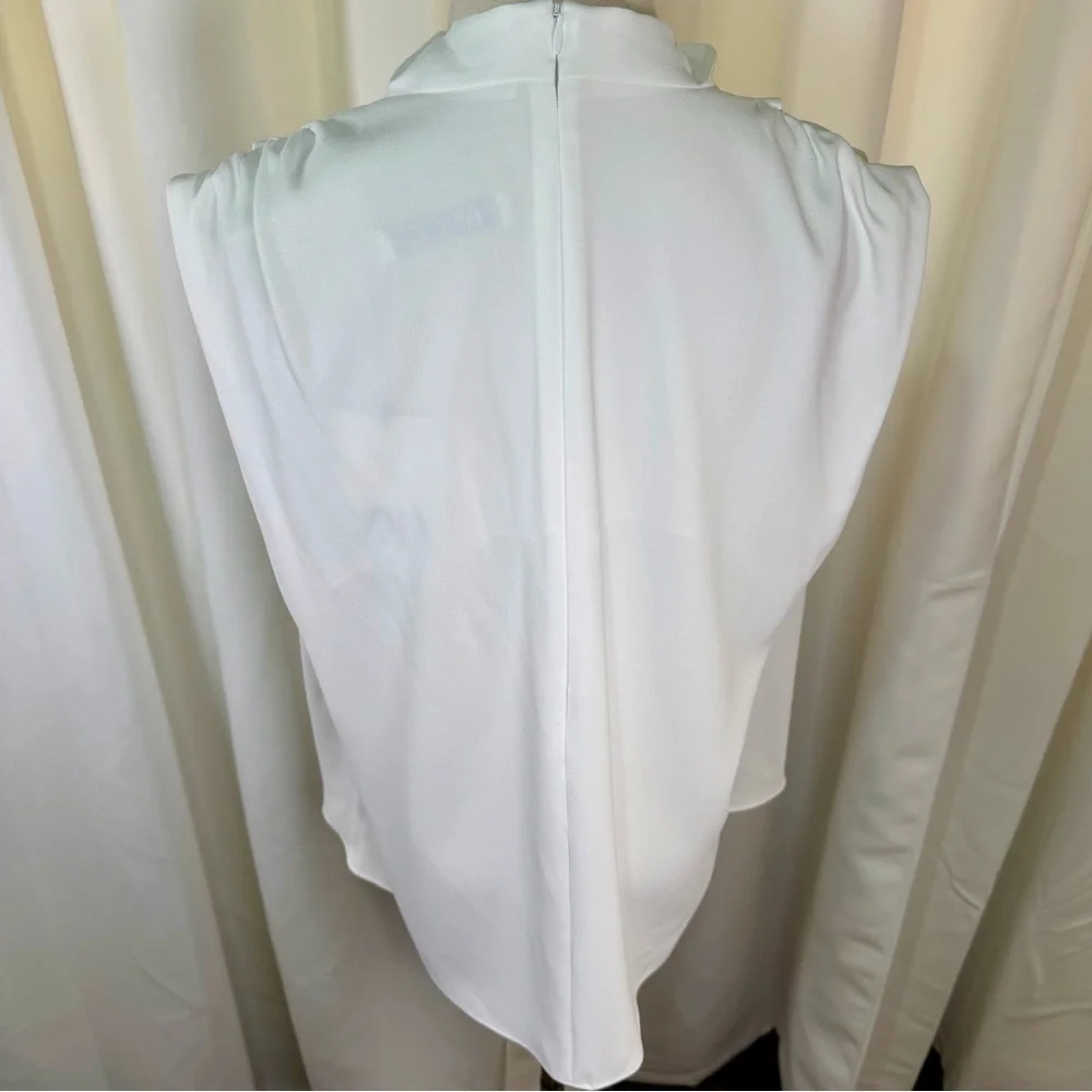 NWT Zara Pleated Shoulder Draped Cowl Neck Sleeveless Blouse in White Size XL - Picture 12 of 16
